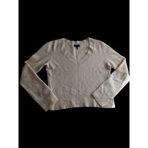 RAG & BONE New York V-neck 100% Cashmere Sweater Ivory Large Capsule Wardrobe